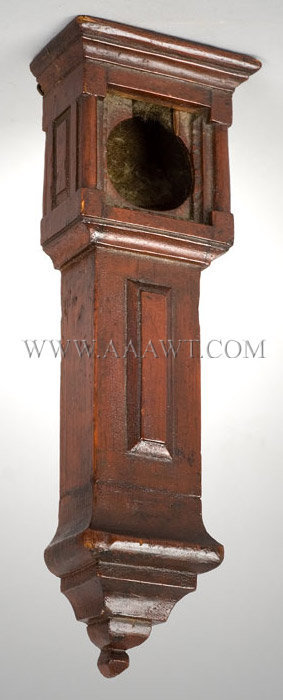 Antique Watch Hutch, Hanging, Carved and Painted, 18th Century, angle view